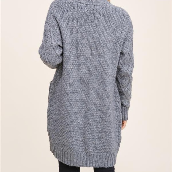 NWT Charcoal Gray Long Cable-knit Cardigan Sweater - Picture 8 of 8
